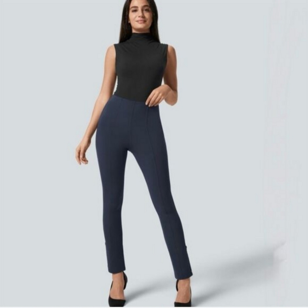 Halara Womens Pants Size XL High Waisted Tummy Control 7/8 Adjustable Hem Blue - Picture 3 of 9